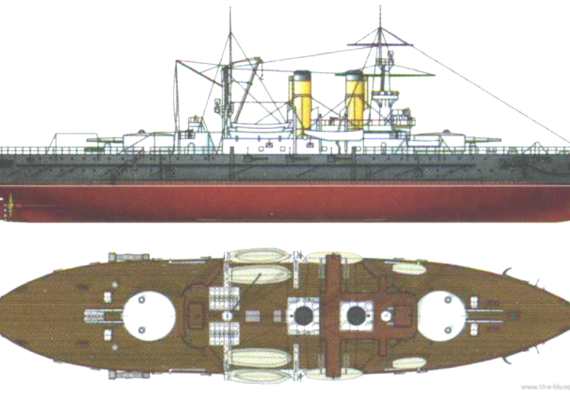 Корабль Россия - Sissoi Veliky [Battleship] (1896) - чертежи, габариты, рисунки